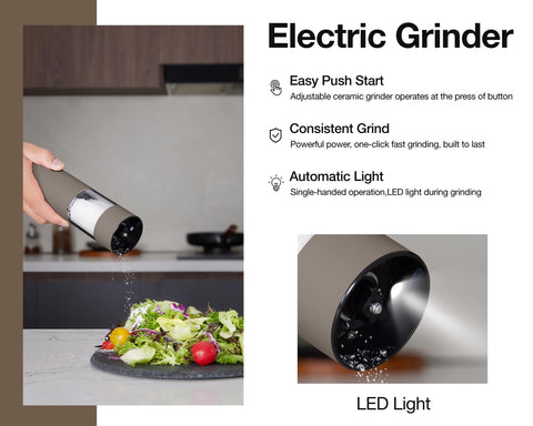 GORMODE grinder activates by tilt for one-handed operation during cooking