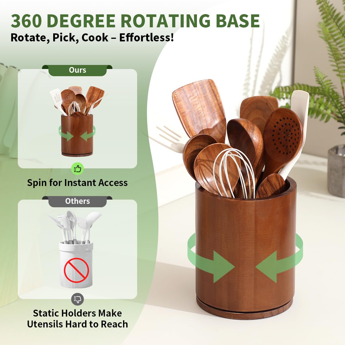 Gorsent large utensil holder organizes 10–15 kitchen tools at a glance.