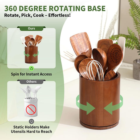 Gorsent large utensil holder organizes 10–15 kitchen tools at a glance.