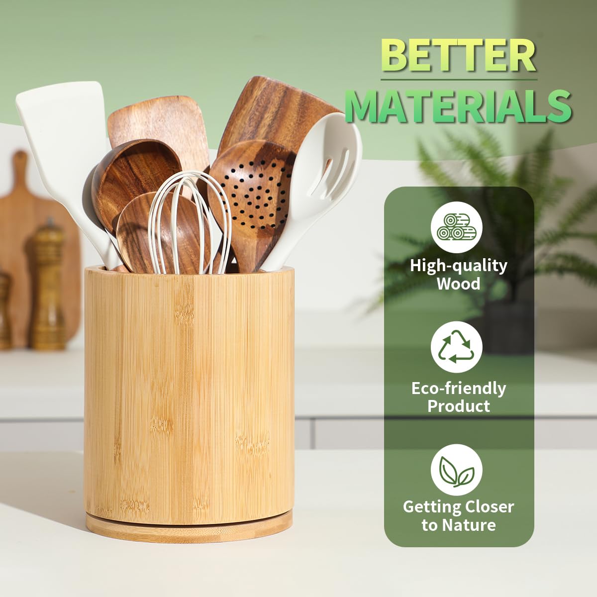 Gorsent rotating utensil holder enables easy access during cooking.