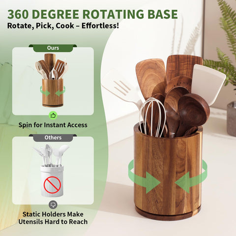 Gorsent large capacity utensil holder accommodates 10 to 15 utensils on the counter