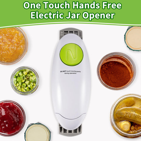 Gorunning one-touch jar opener enables hands-free lid opening.