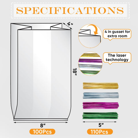 Goruru bread bags 8x4x18 inches provide clear visibility for contents.