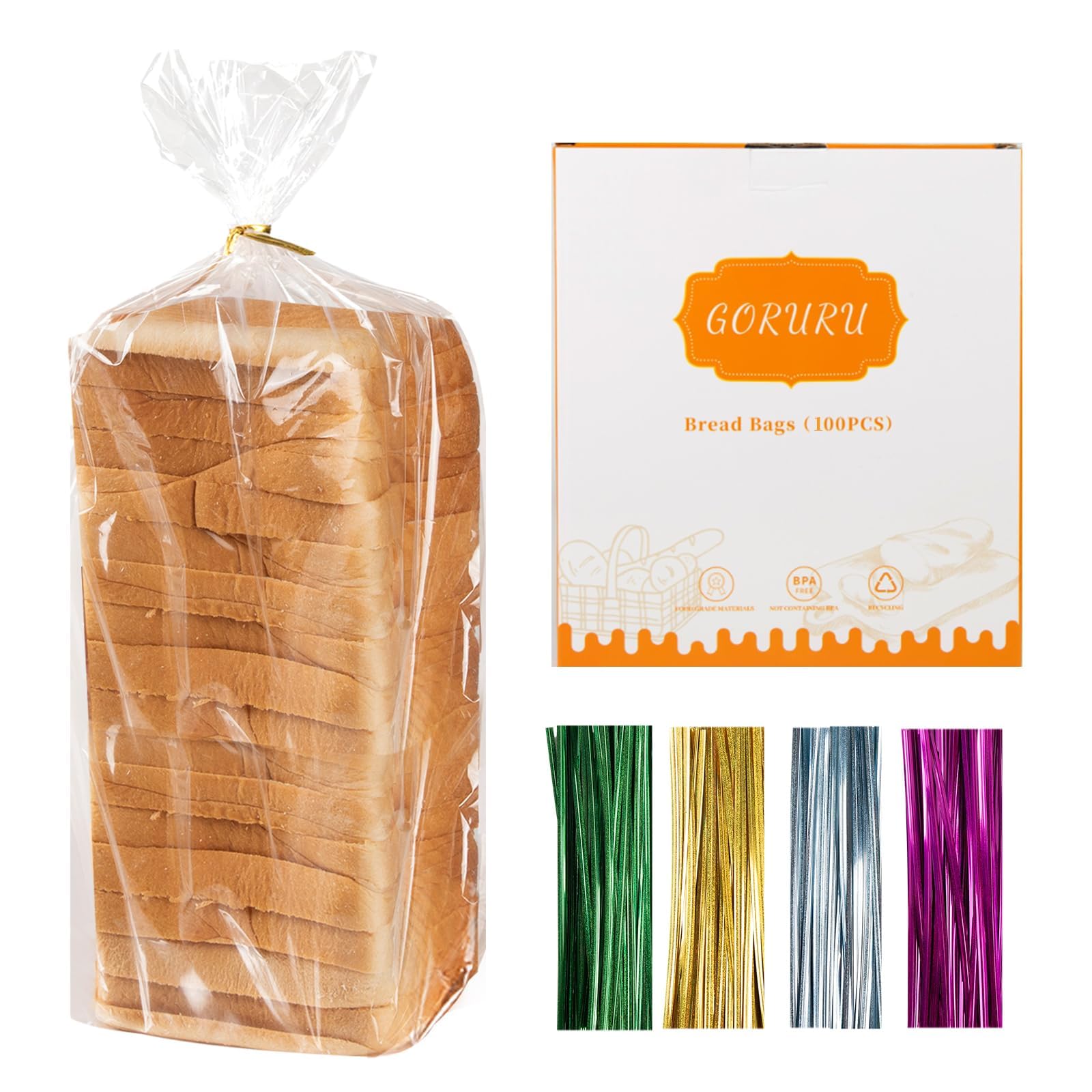 Goruru bread bags complete storage kit for fresh, visible loaf protection and easy organization.