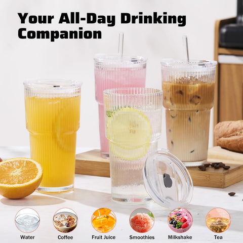 GOSCHE ribbed glass tumbler ideal for juice and cocktails