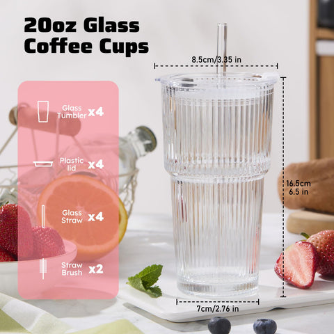 GOSCHE thickened glass tumbler 20oz with leak-proof lid for travel