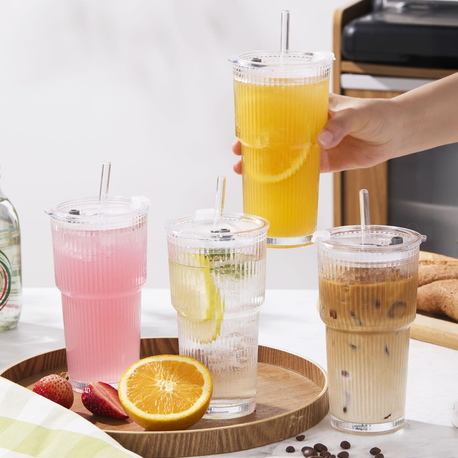 GOSCHE travel-friendly 20oz glass cup fits most car holders