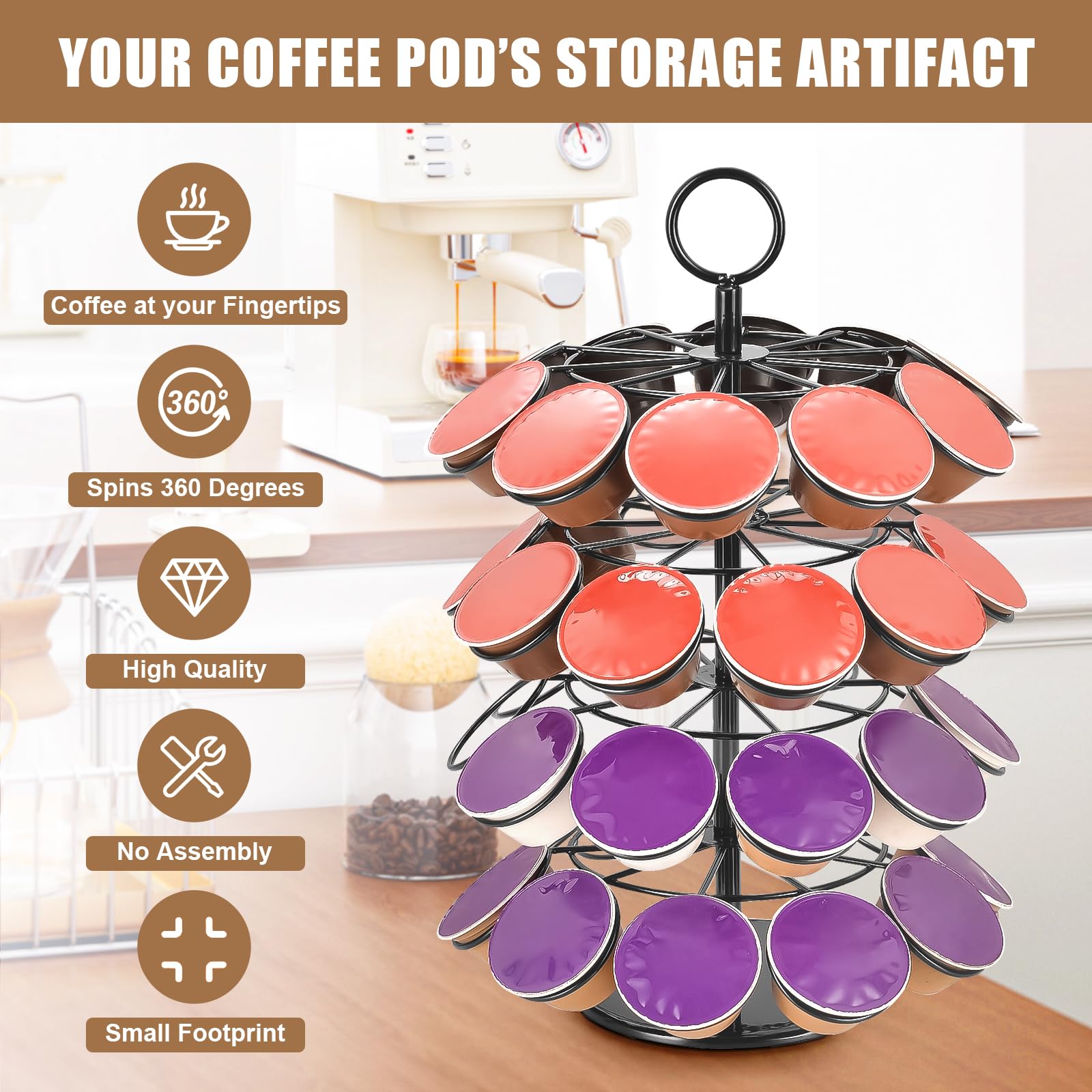 Gosemai 40-pod capacity shown in side view for organized storage.