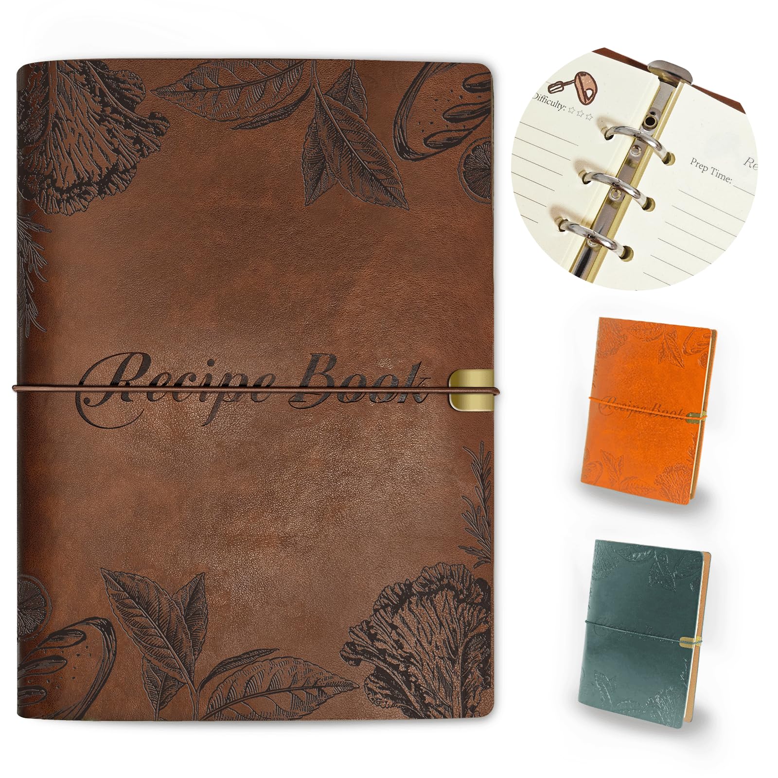 GoShambar blank recipe book with leather cover, durable for kitchen notes