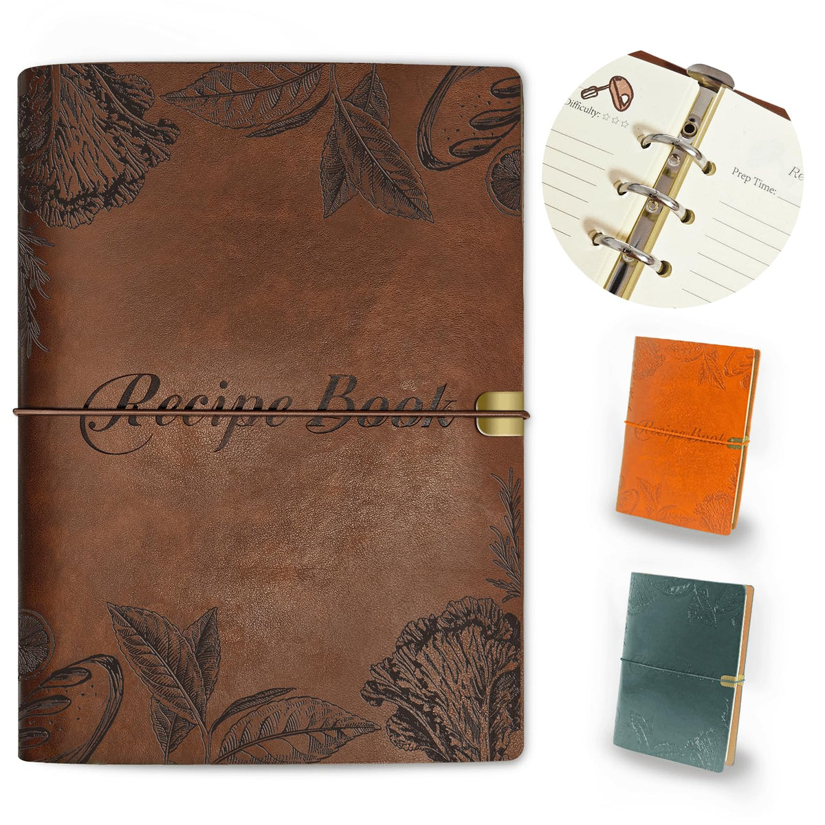 GoShambar blank recipe book with leather cover, durable for kitchen notes