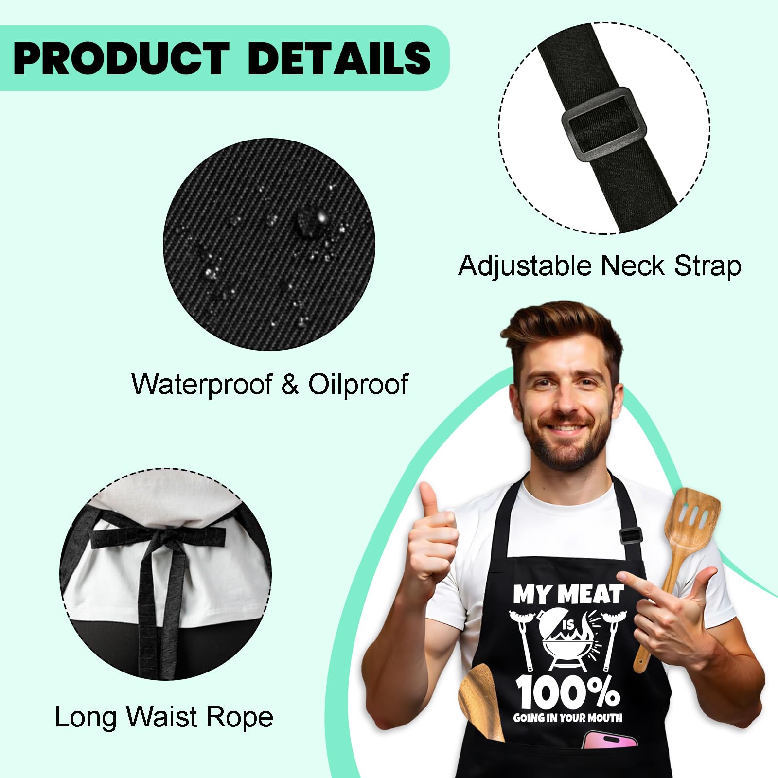 GOSJINNK apron large pockets to hold utensils and phone