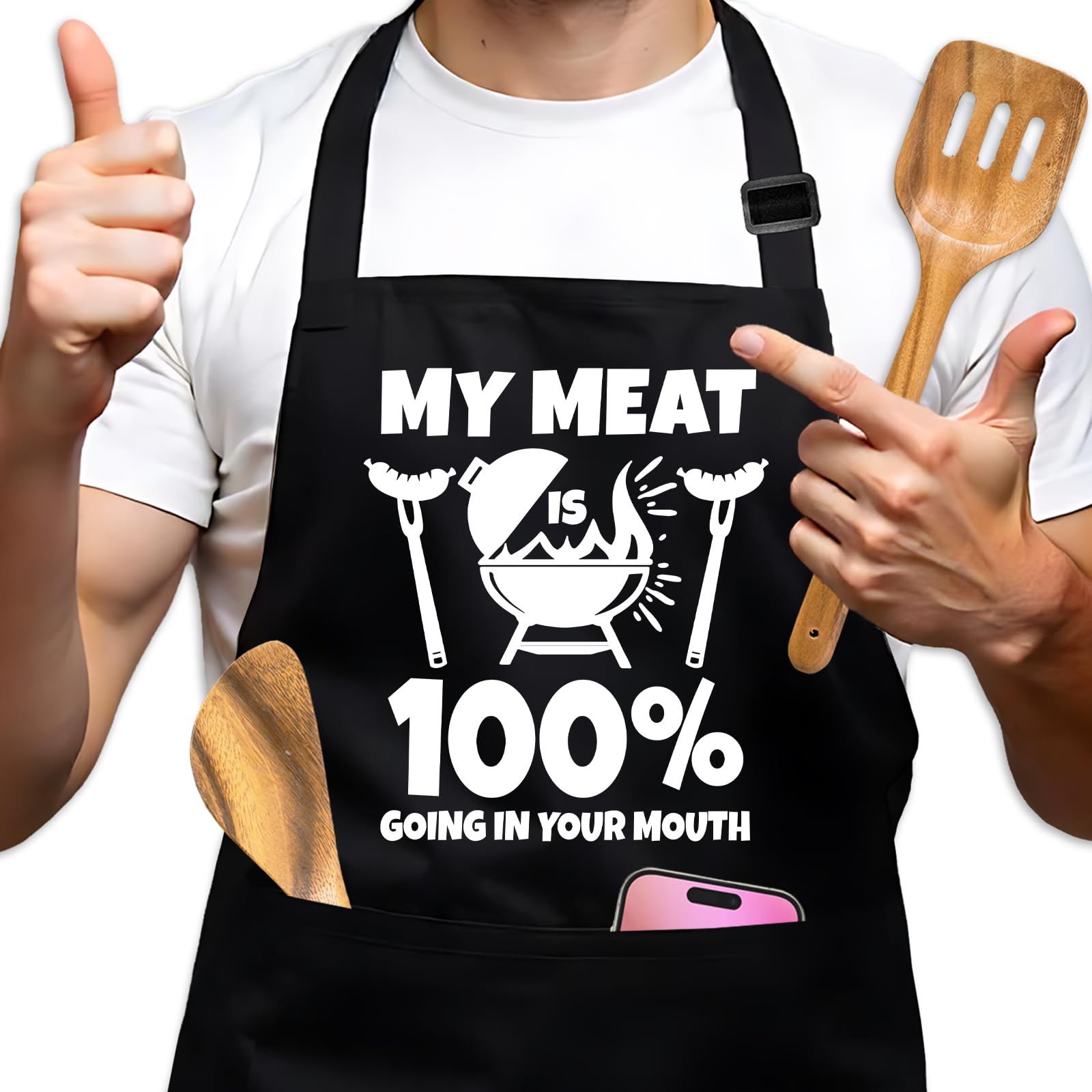 GOSJINNK funny apron front view, bold kitchen humor for casual grilling sessions