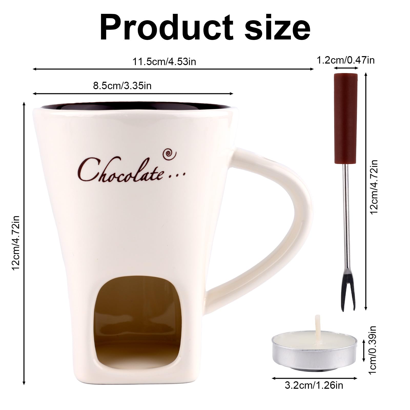Gosknor white ceramic fondue mug, elegant dessert centerpiece.