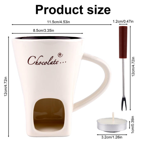 Gosknor white ceramic fondue mug, elegant dessert centerpiece.