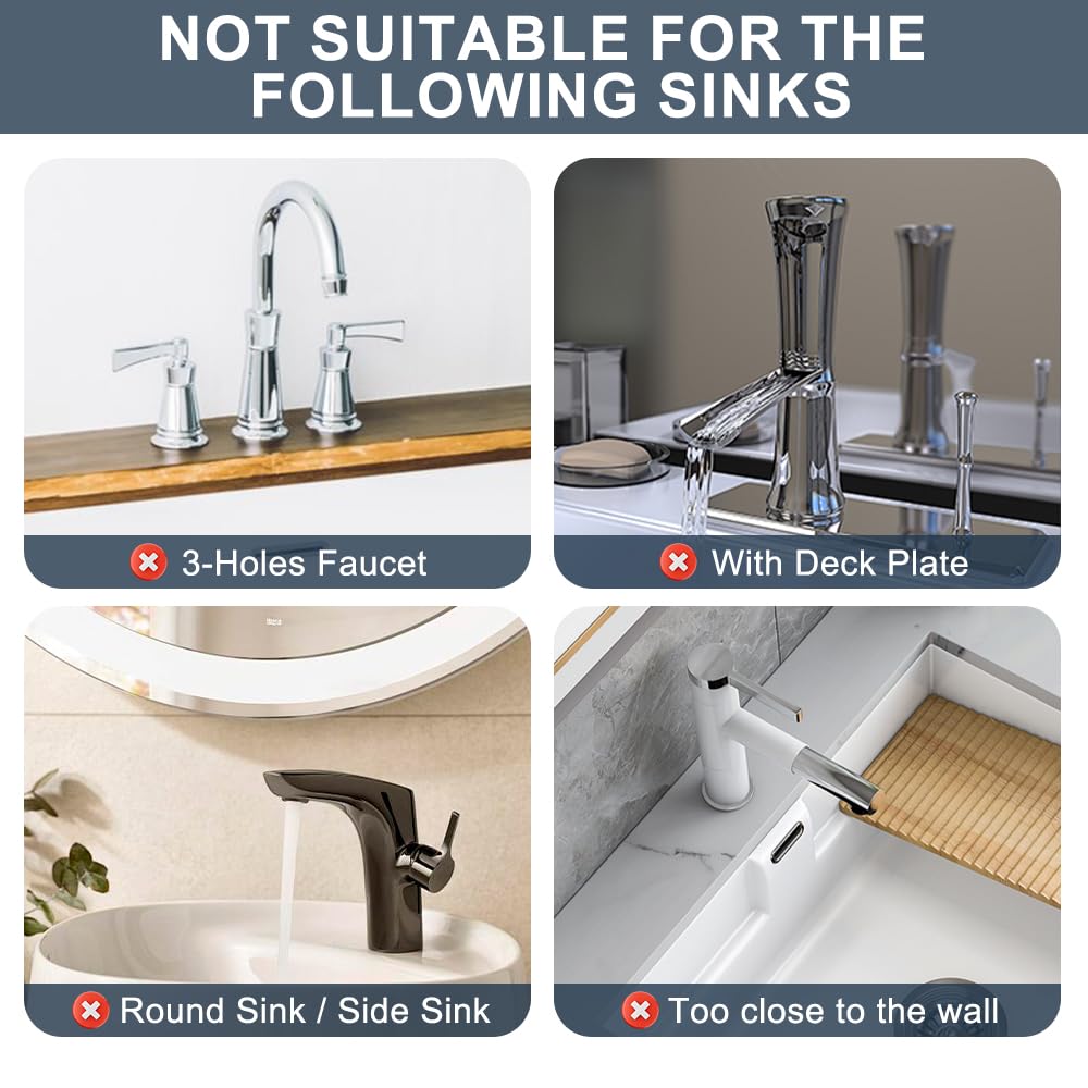 Gosmol wrap-around faucet mat provides 360-degree protection around the base.