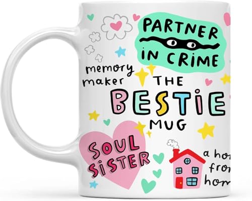 Gossby Bestie mug back view showing continuous design ideal for gifting