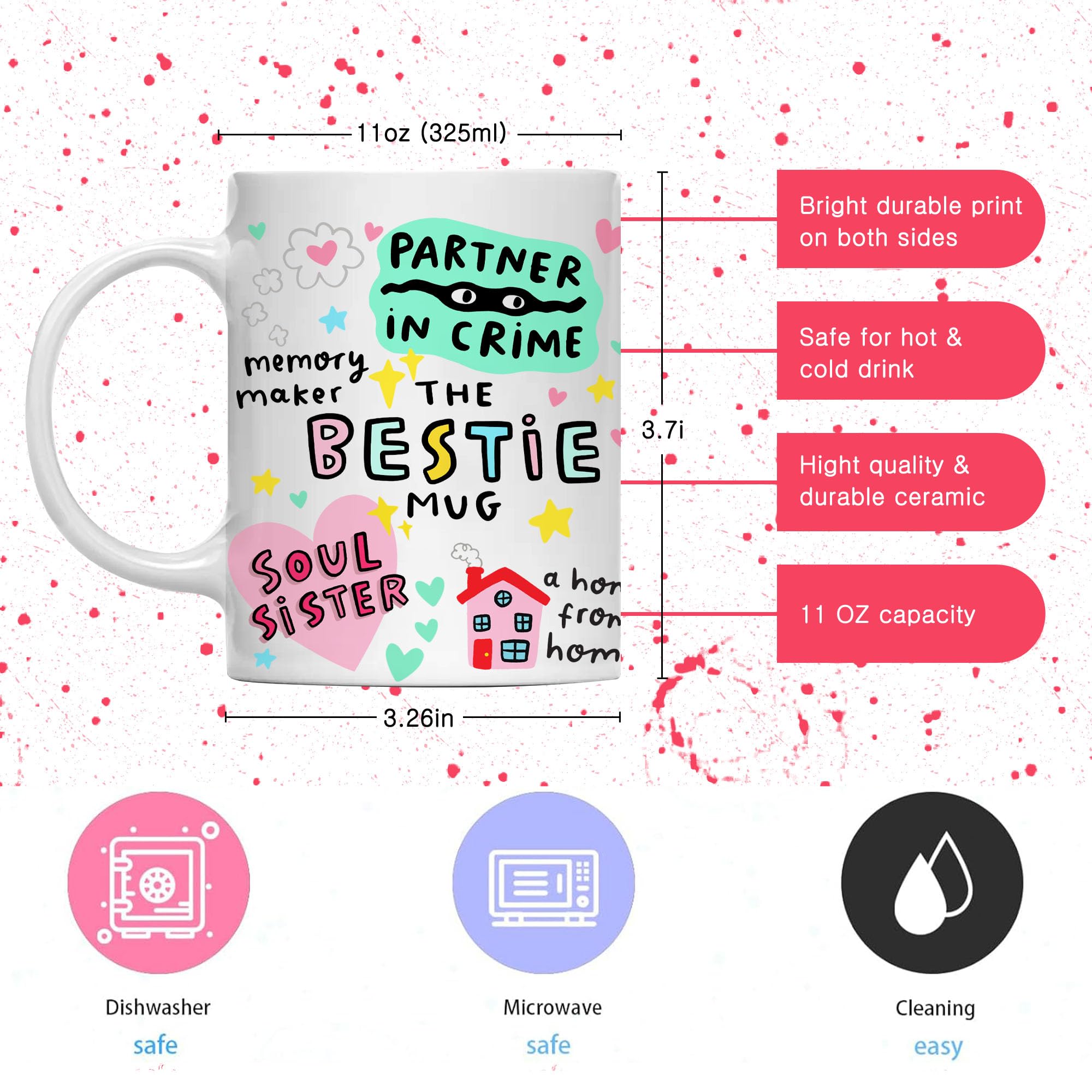 Gossby Bestie mug microwave-safe icon emphasizing quick warmth