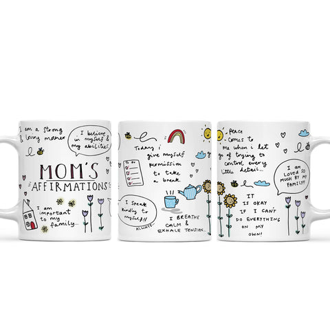 Gossby Mom Affirmation Mug microwave-safe for quick reheats.