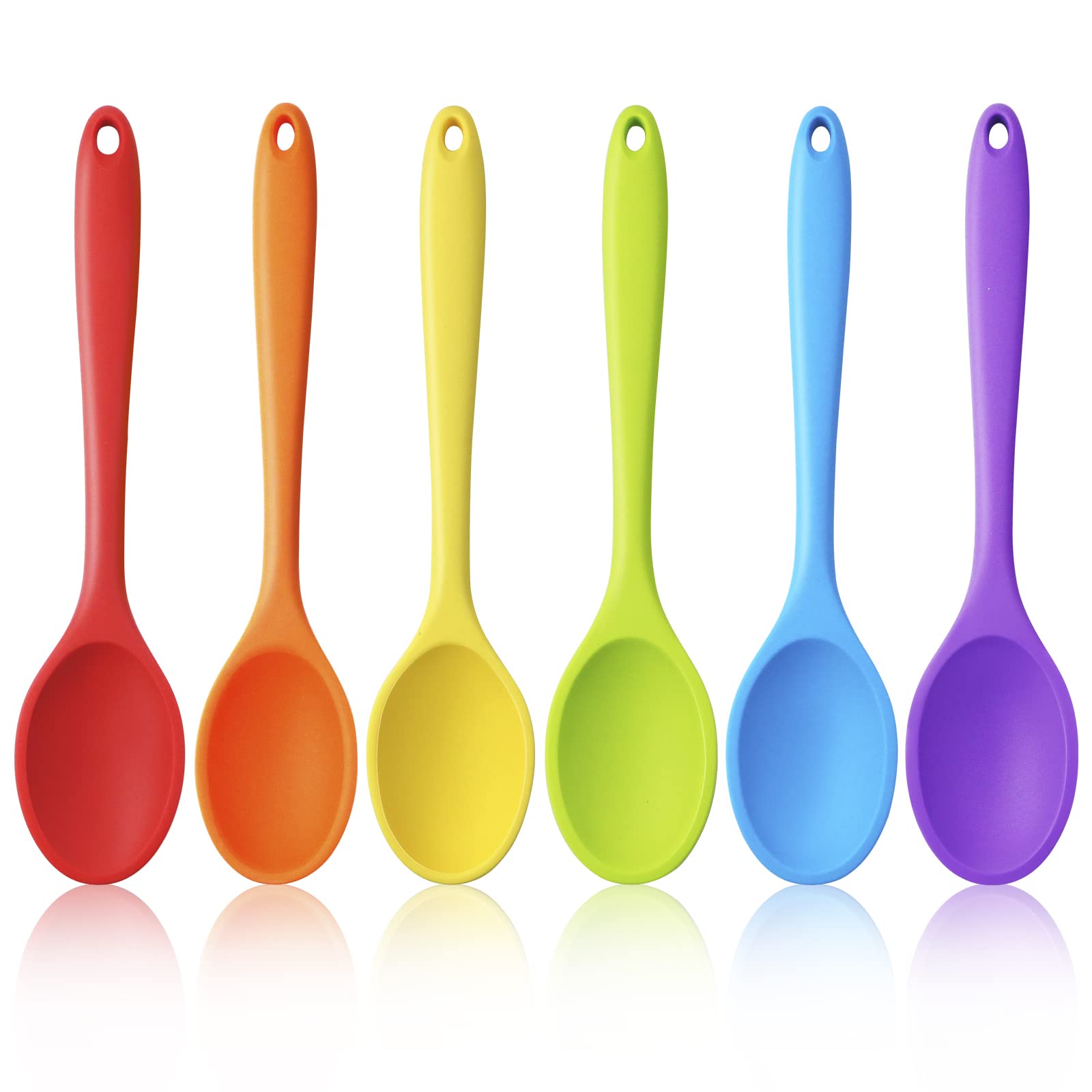 GothaBach six color silicone spoons, large 10.8 inch length, for stirring and serving.