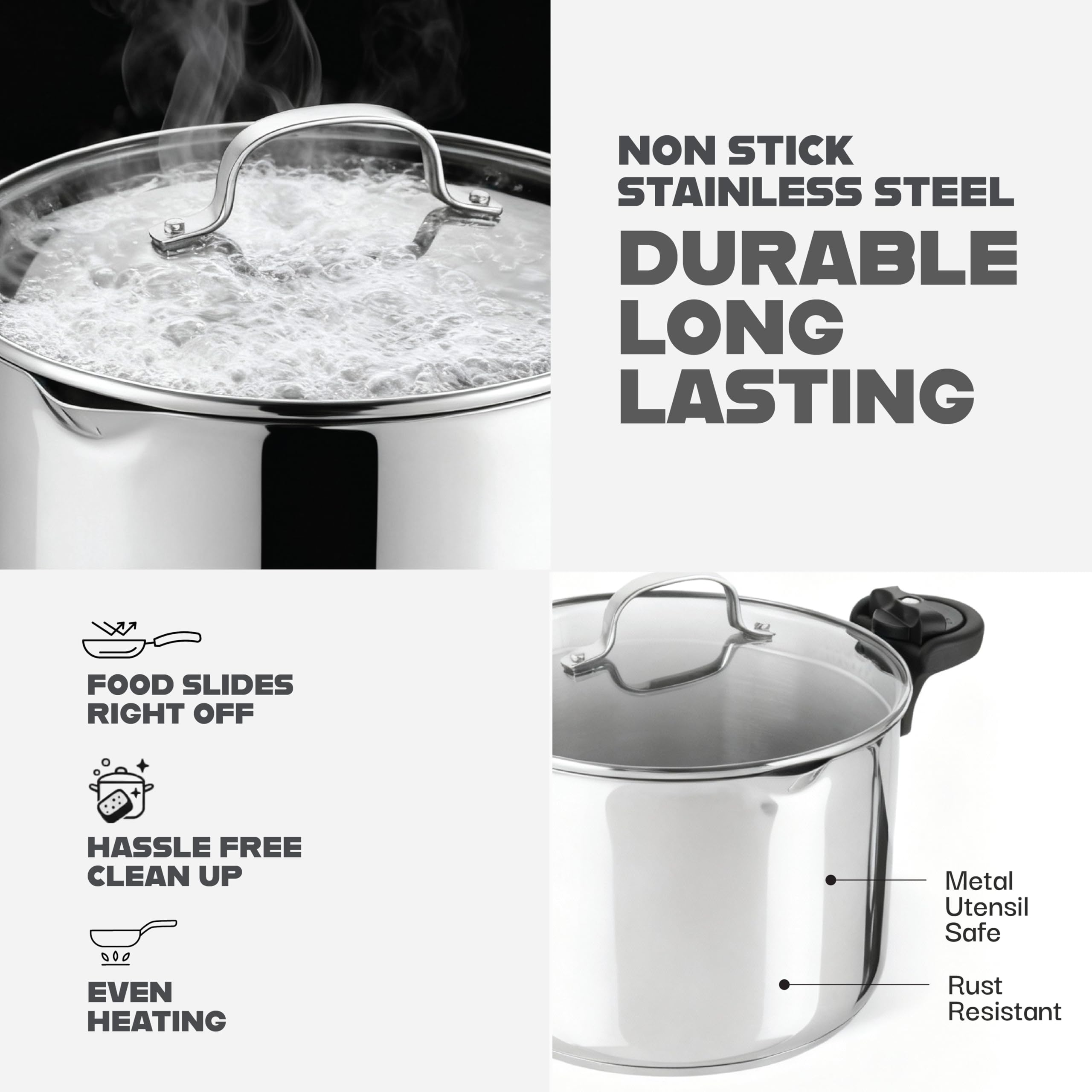 Gotham Steel 5 Qt stock pot, induction ready for versatile cooktop use