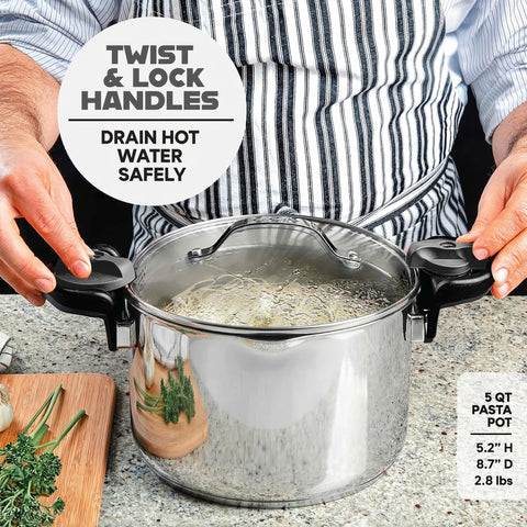 Gotham Steel 5 Qt stock pot with diamond-infused nonstick coating for easy release