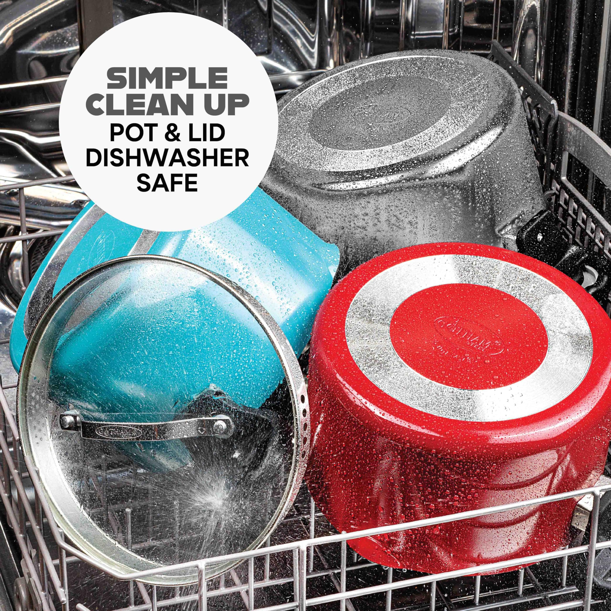Gotham Steel 5 Qt stock pot, oven safe for finishing dishes in the oven