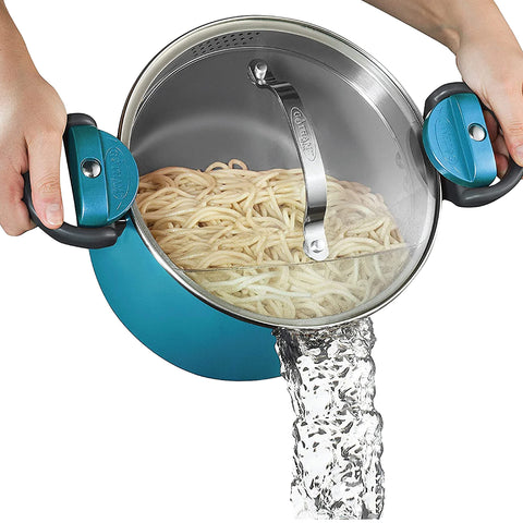 Gotham Steel 5 qt stock pot with strainer lid for quick draining