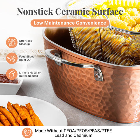 Close-up of ceramic nonstick coating showing easy food release.