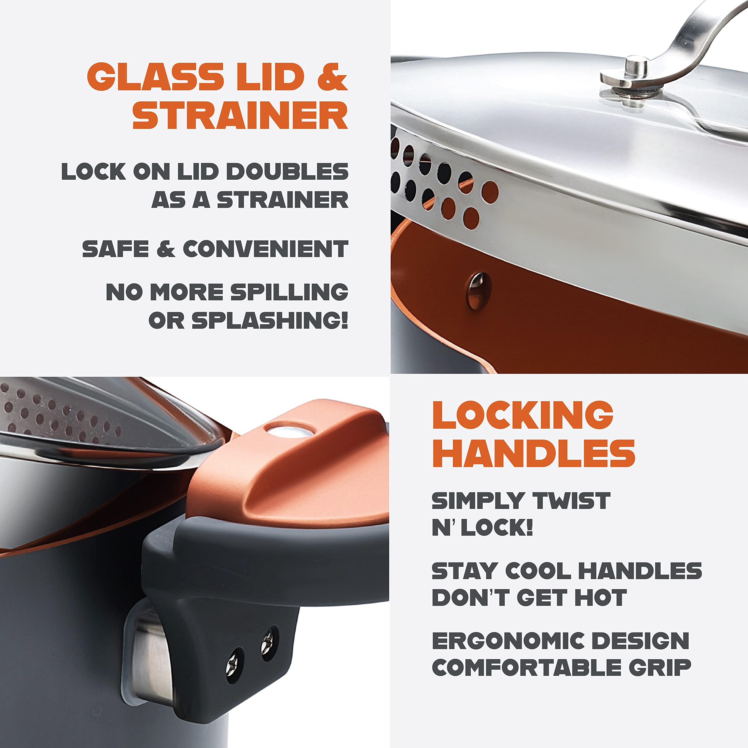 Gotham Steel ceramic nonstick coating for effortless food release and cleanup.