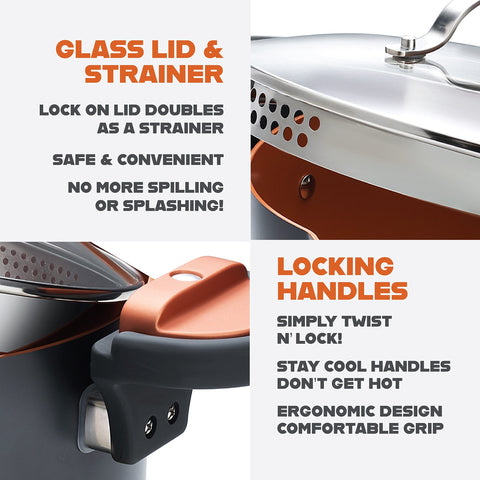 Gotham Steel ceramic nonstick coating for effortless food release and cleanup.
