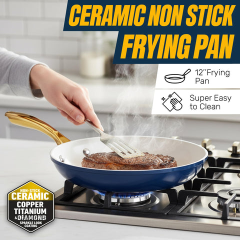 Close-up of Gotham Steel ceramic nonstick surface for easy food release