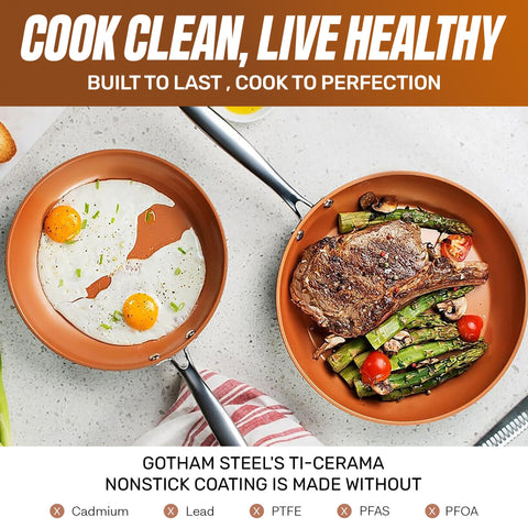 Gotham Steel cookware is dishwasher safe for fast cleanup.
