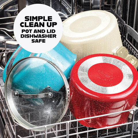GOTHAM STEEL dishwasher-safe pot simplifies cleanup.