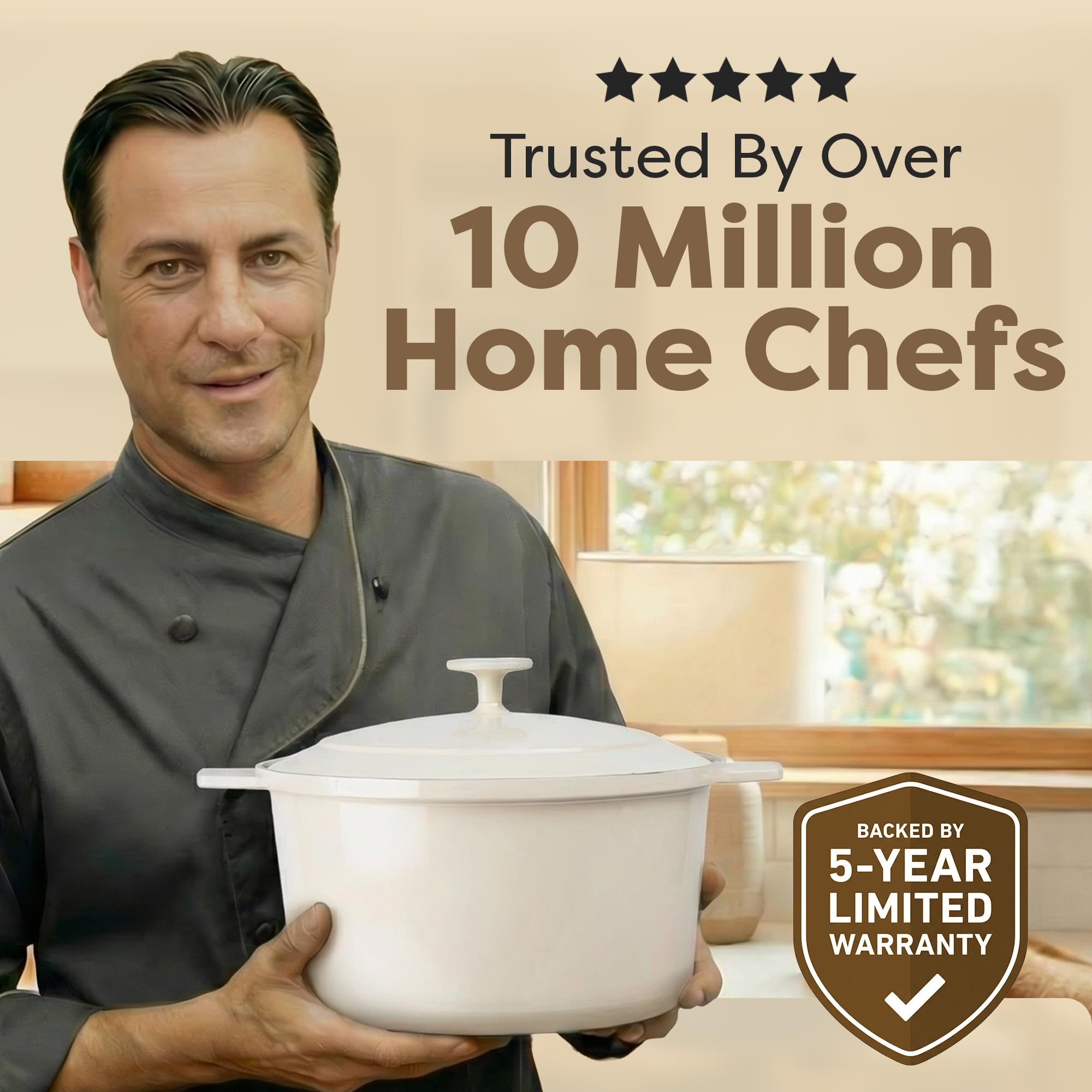 Gotham Steel self-basting lid redirects moisture for flavorful results.
