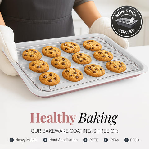 Gotham Steel full-sized square cake pan delivers uniform bake results.