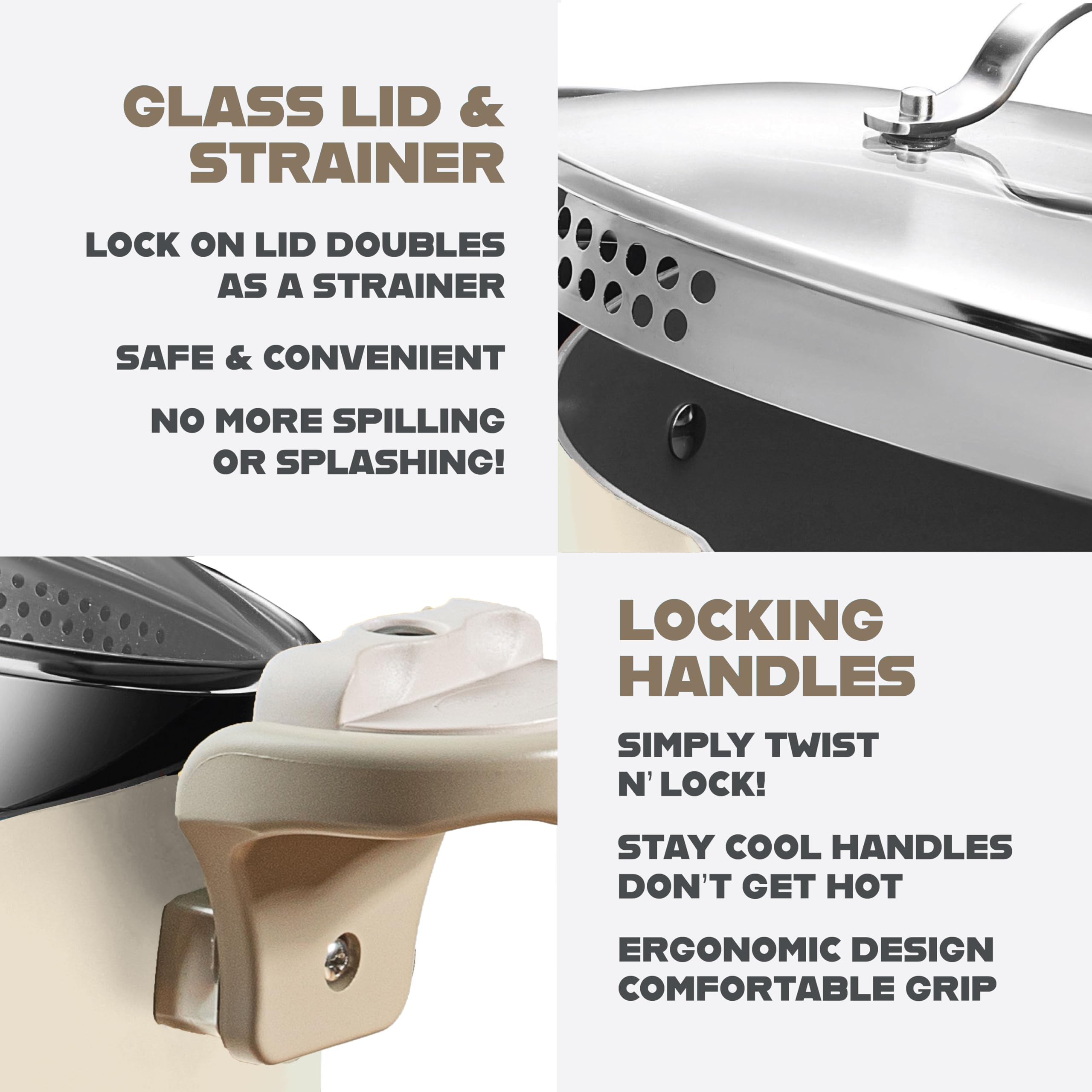 GOTHAM STEEL coating withstands metal utensils for versatile use.