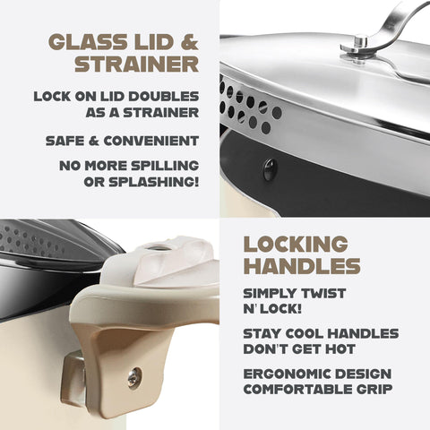 GOTHAM STEEL coating withstands metal utensils for versatile use.
