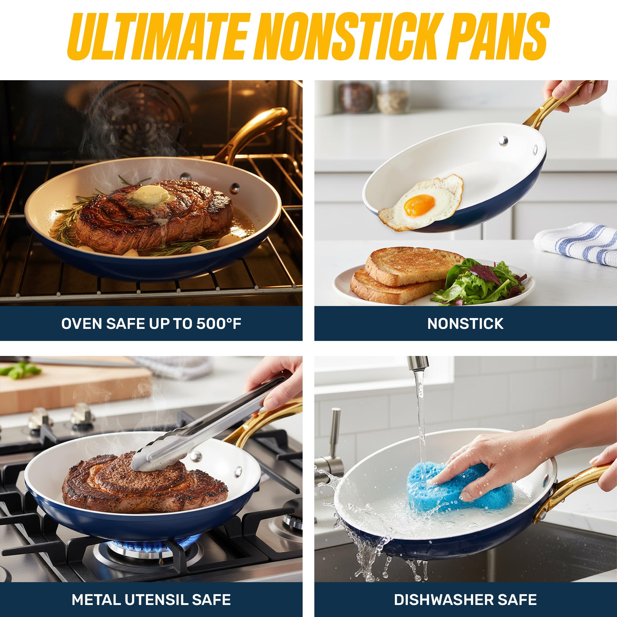 Includes Gotham Steel 5-piece nylon utensil set for daily cooking
