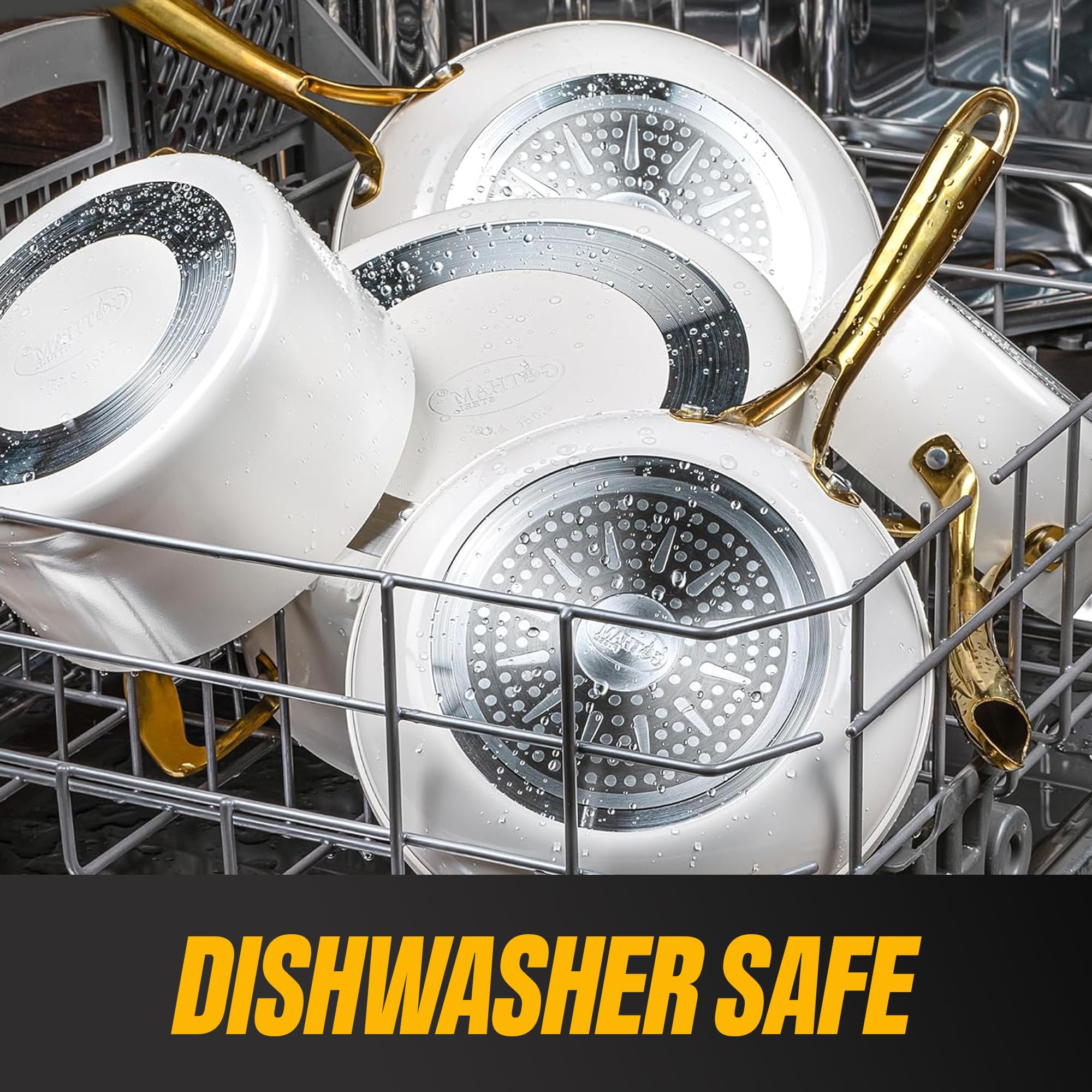 Gotham Steel steamer insert enables gentle, healthy steaming options.