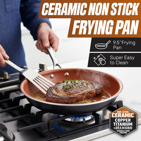 Gotham Steel ultra nonstick Ti-Cerma surface ensures quick release.