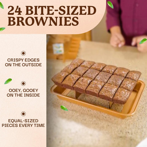 Gotham Steel XL 24 mini bite cavities bake uniform bites quickly.