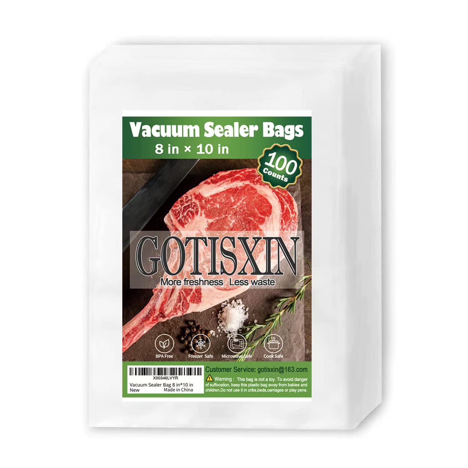 GOTISXIN 100-count 8x10 vacuum bags ready for sous vide storage