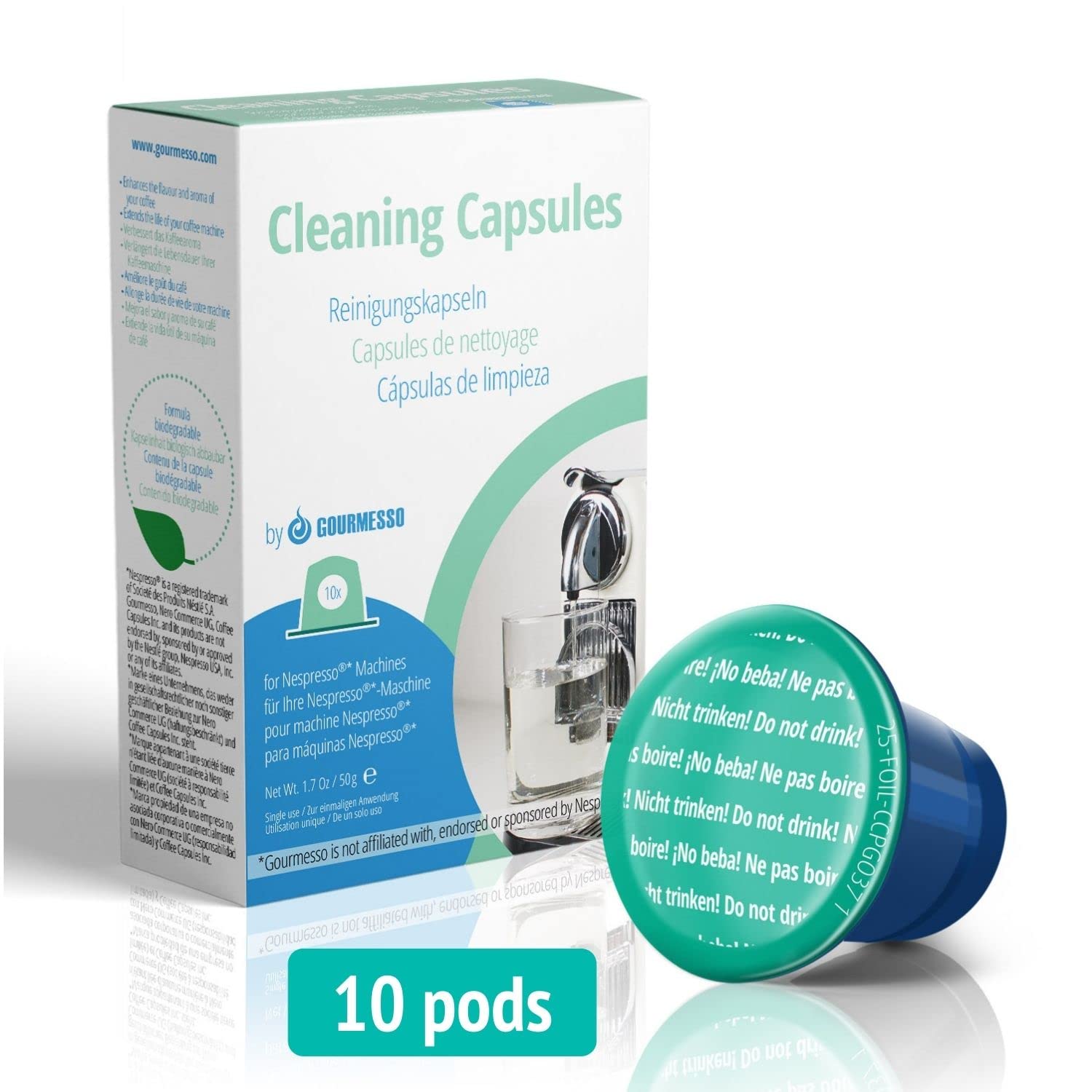 Gourmesso cleaning pod brewing cycle demonstrating simple cleaning.