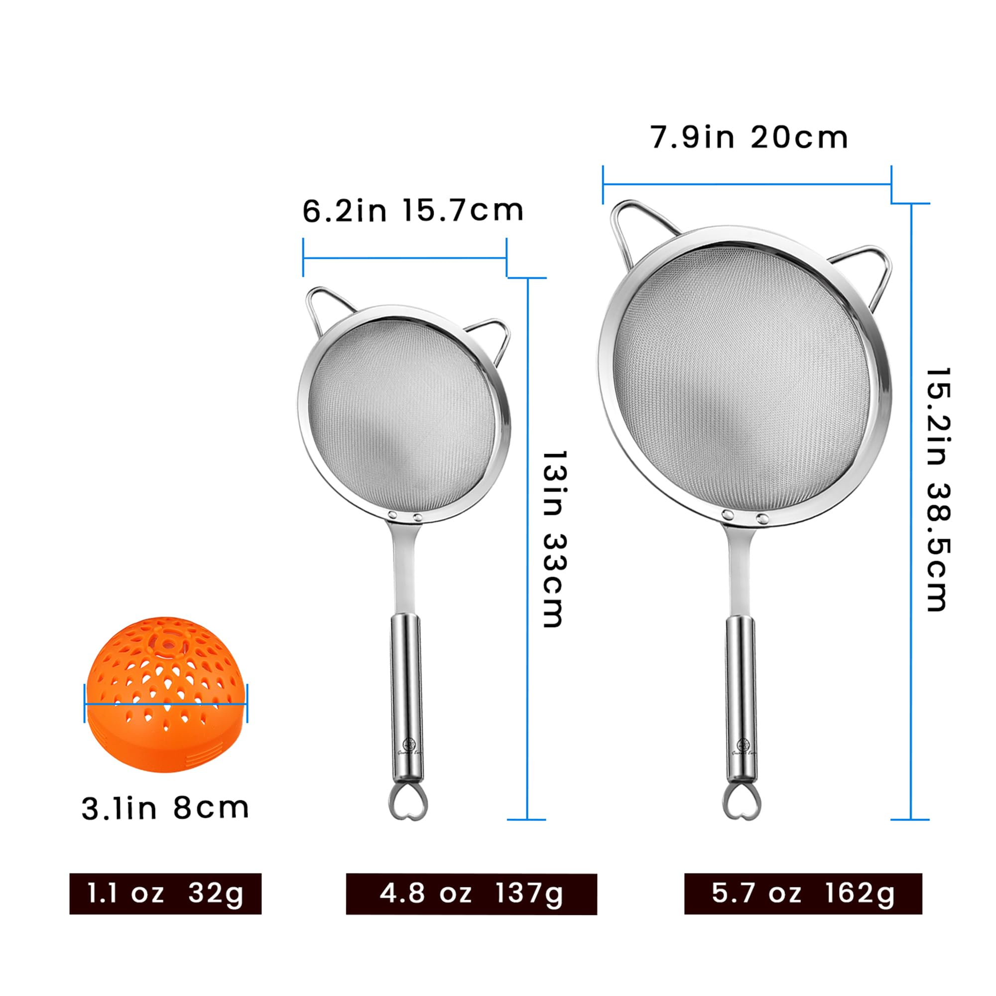 Gourmet Easy dishwasher-safe strainer for easy cleanup.