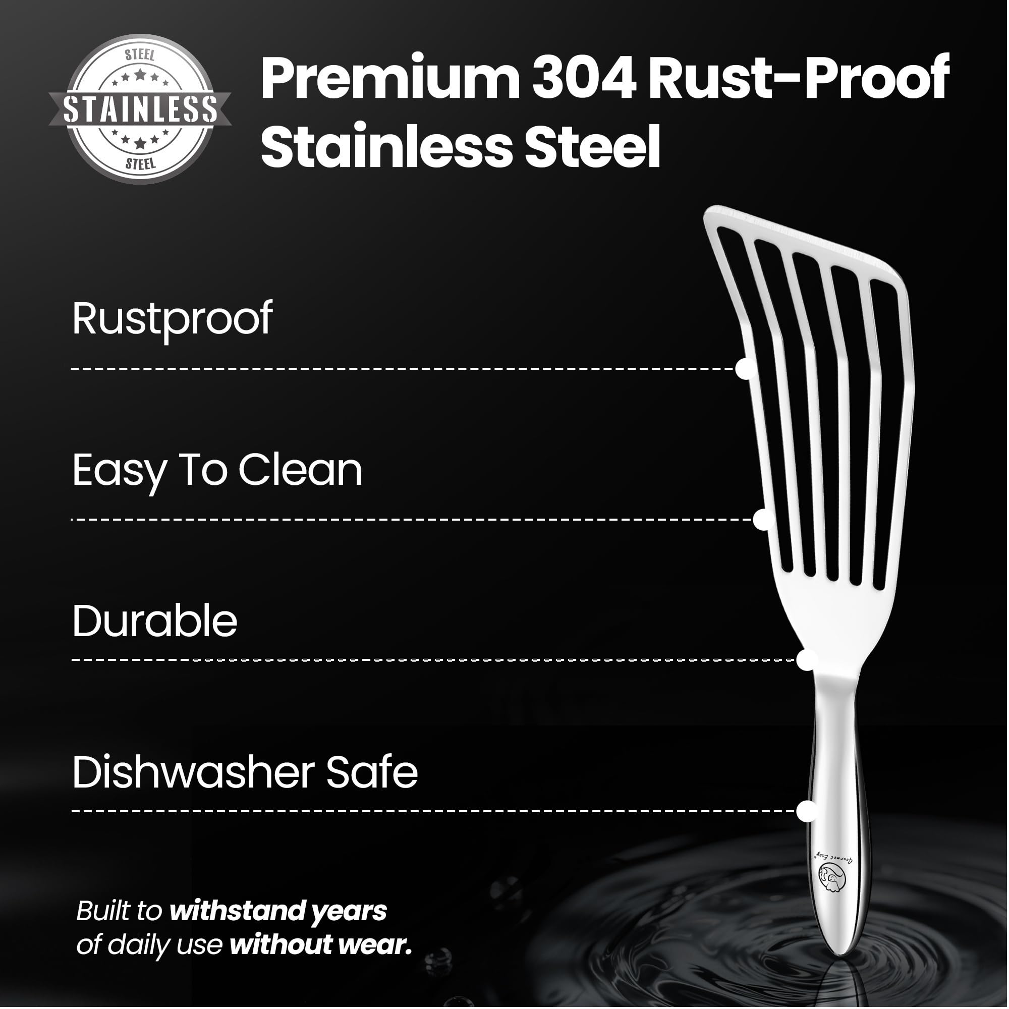 Gourmet Easy ergonomic non-slip handle ensures control with wet hands