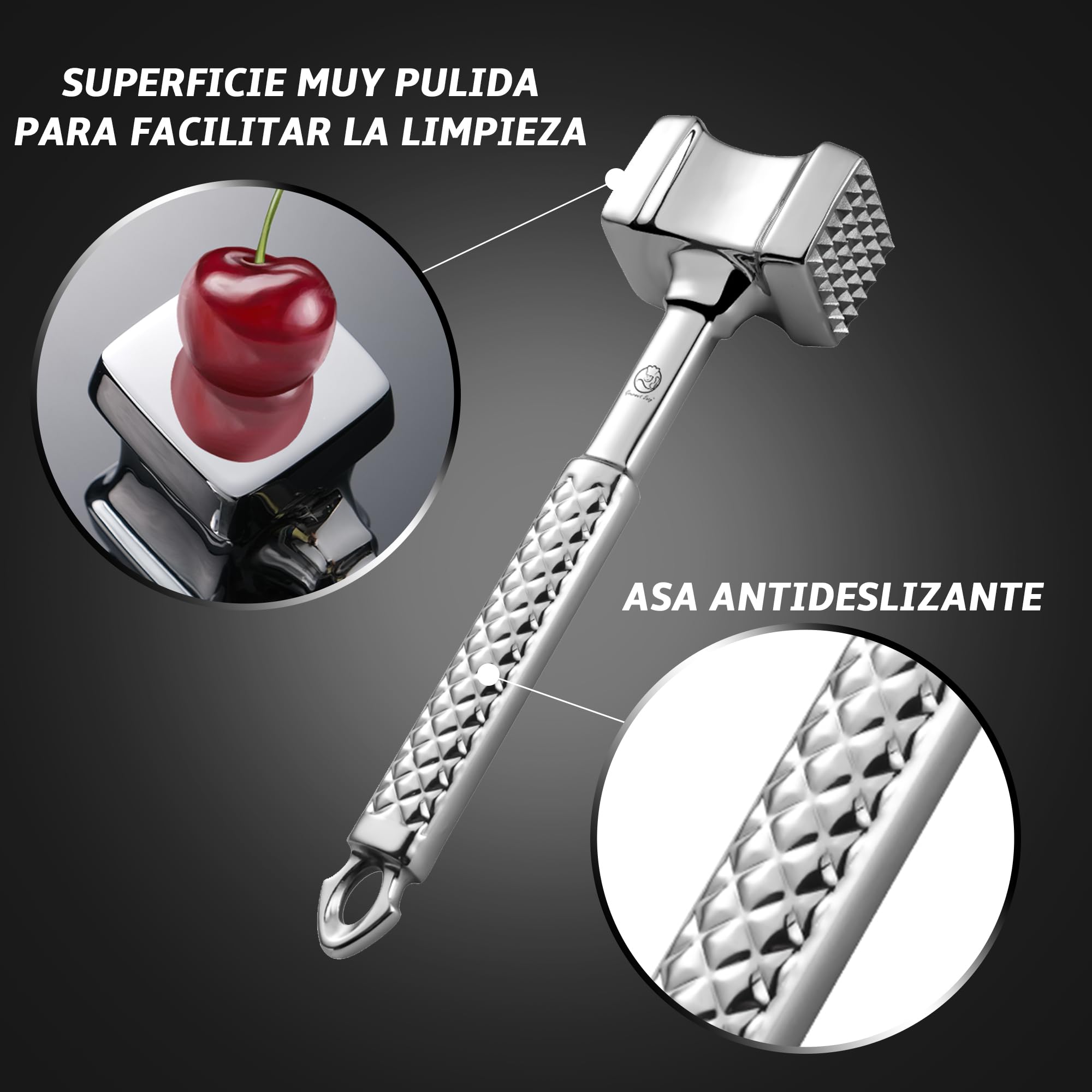 Gourmet Easy 13oz heavy-duty meat hammer for efficient prep.