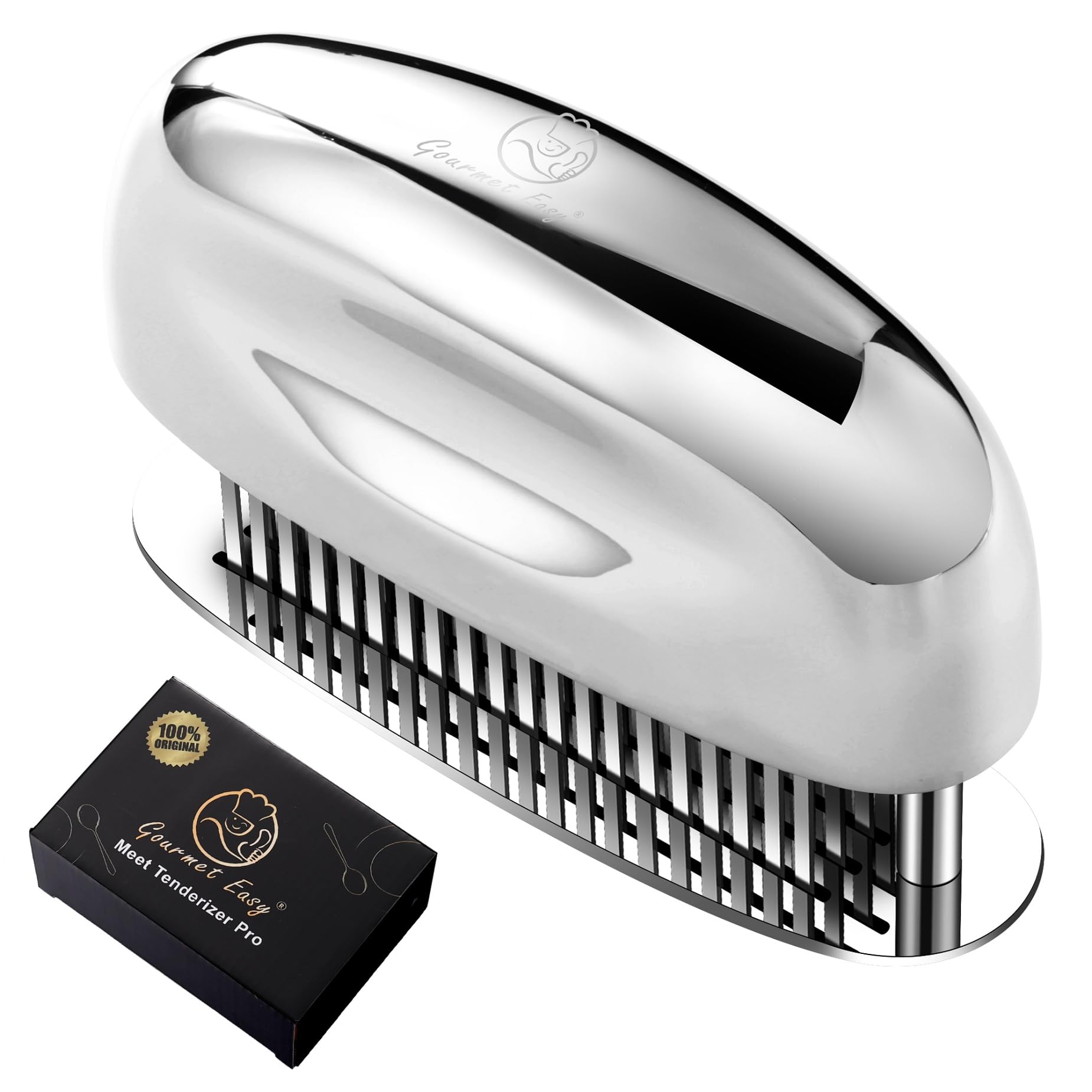 Gourmet Easy Meat Tenderizer needles close-up with ultra-sharp blades for deep marinade penetration.