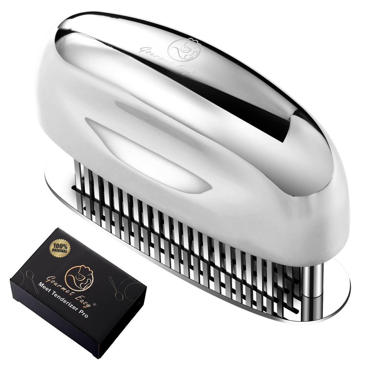 Gourmet Easy Meat Tenderizer needles close-up with ultra-sharp blades for deep marinade penetration.