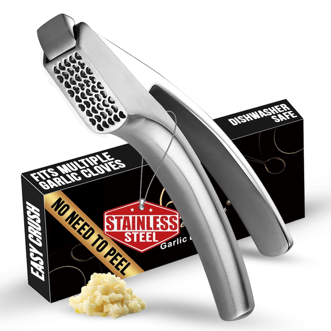 Gourmet Easy No-Peel Garlic Press for quick, mess-free minced garlic.