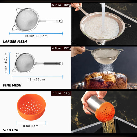 Gourmet Easy small 5-1/2-inch fine mesh strainer for flour sifting.